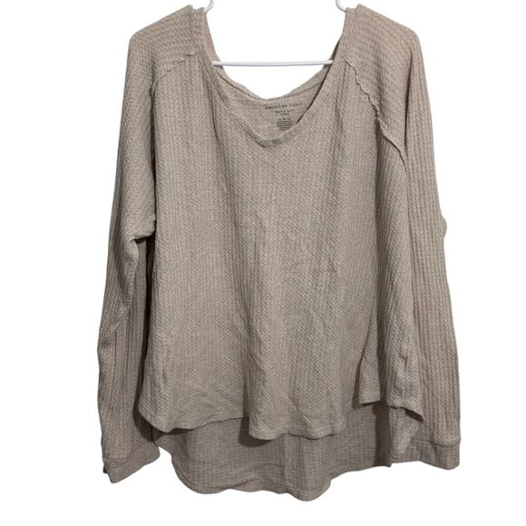 American Eagle Soft & Sexy Cream Oversized Waffle Knit Lightweight Sweater - Picture 1 of 5